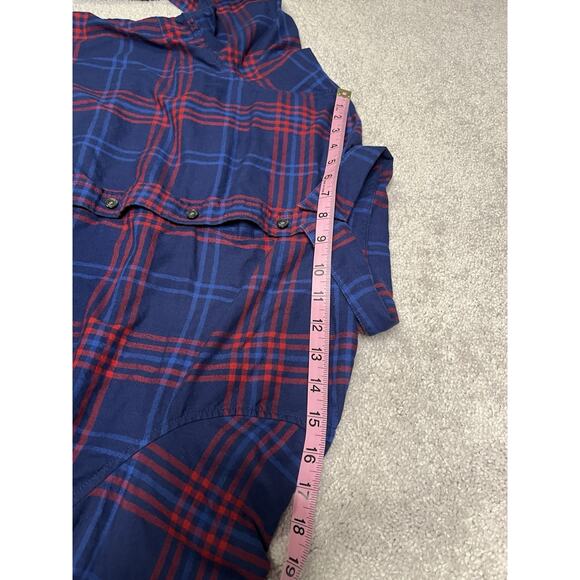 LL Bean Flannel Shirt Womens Large Scotch Plaid blue Button Up - Picture 6 of 7